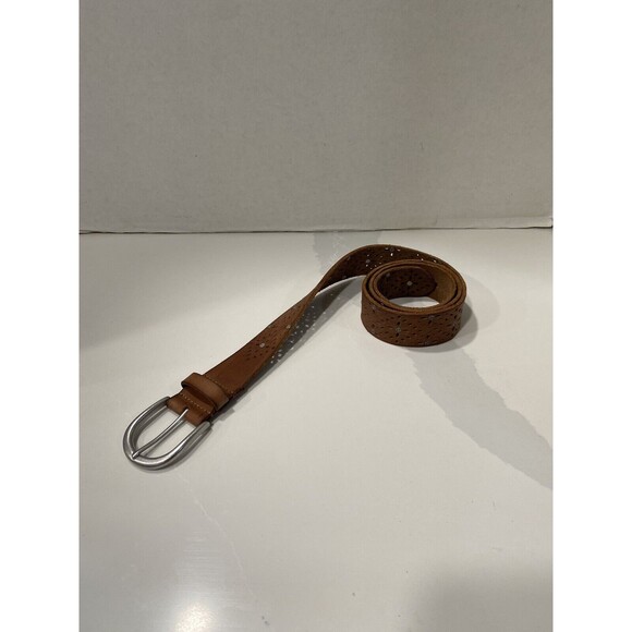Lucky Brand Accessories - Vtg Lucky Brand Brown Silver Studded Belt 34" Women's MEDIUM Punched Leather Y2K
